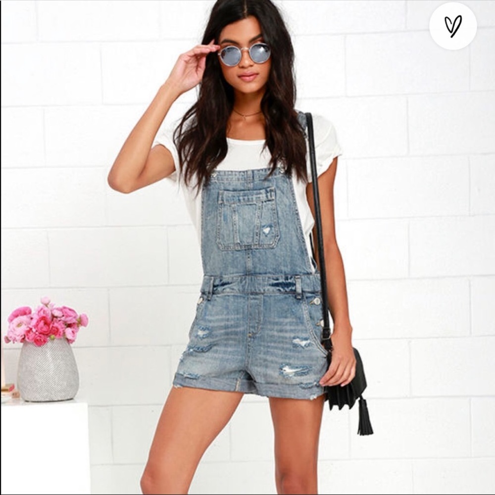Blank NYC Distressed Overall Shorts